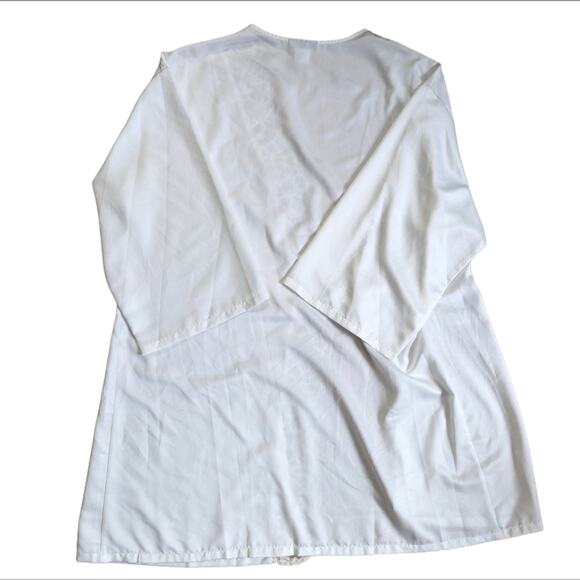 Natori White Lace Bridal 3/4 Sleeve Silky Feel Short Summer Comfy Robe - Picture 2 of 6